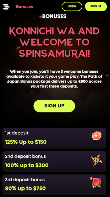 Bonos y promociones de Spin Samurai