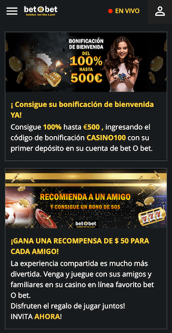Bonos de Bet or Bet Casino
